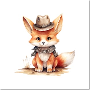 Red Fox Wearing a Cowboy Hat Posters and Art